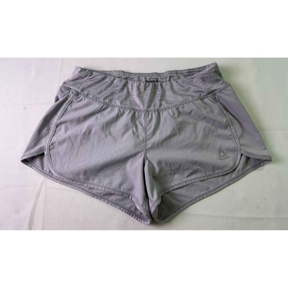Reebok Speedwick Women's Running Shorts Gray Dolphin Hem Back Zip Pocket‎ Small